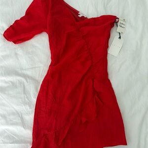 Leith Asymmetrical One Shoulder Red Dress